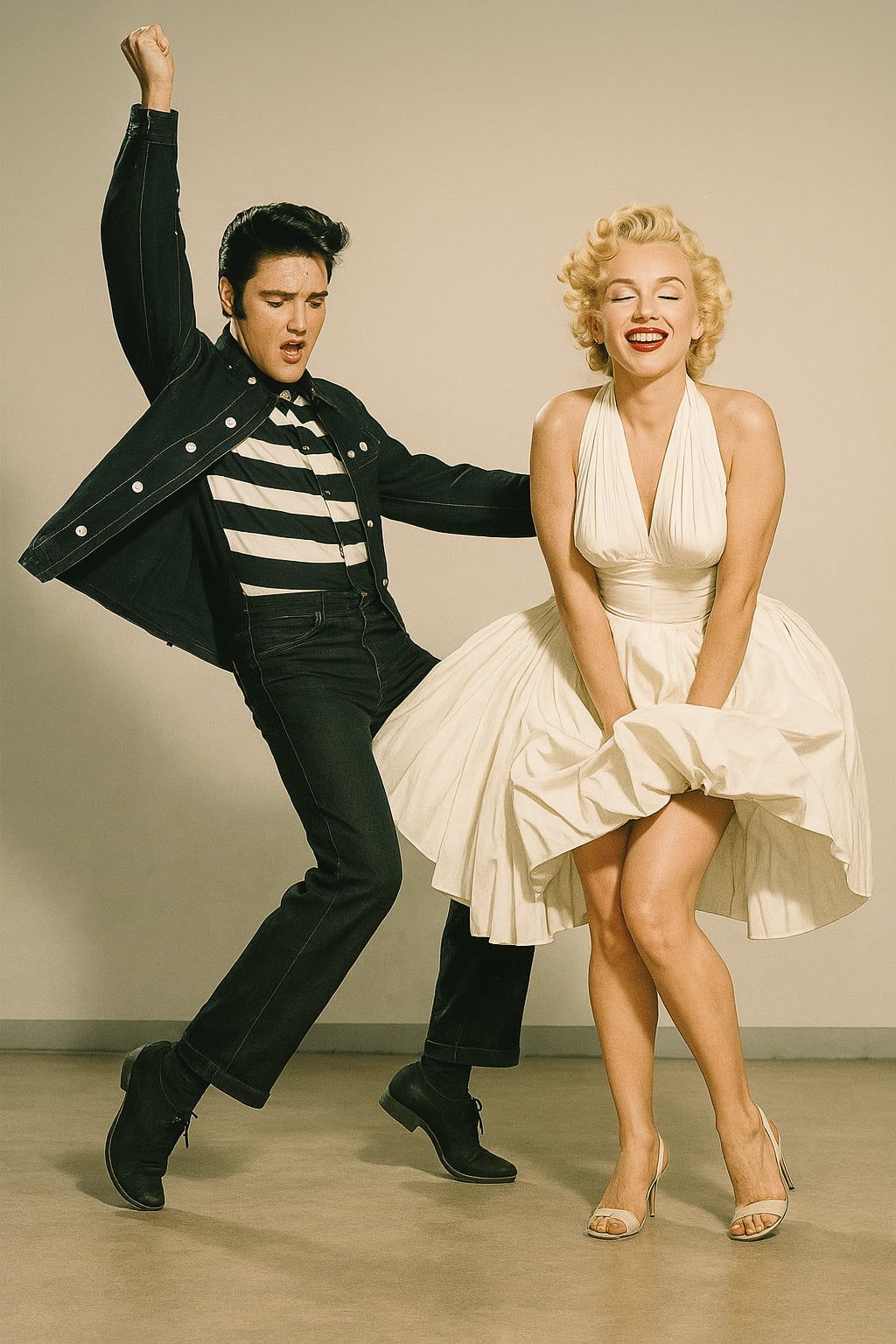 Coreografía del Mito - Elvis y Marilyn arte digital por Rosniel Abril