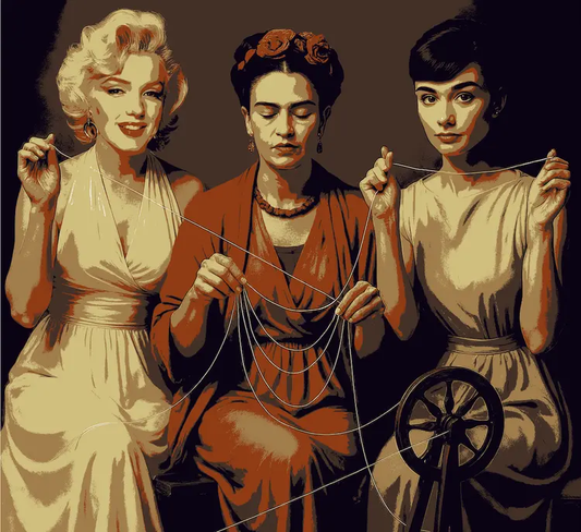 Las Moiras del siglo XX - Tríptico Frida Audrey Marilyn por Rosniel Abril